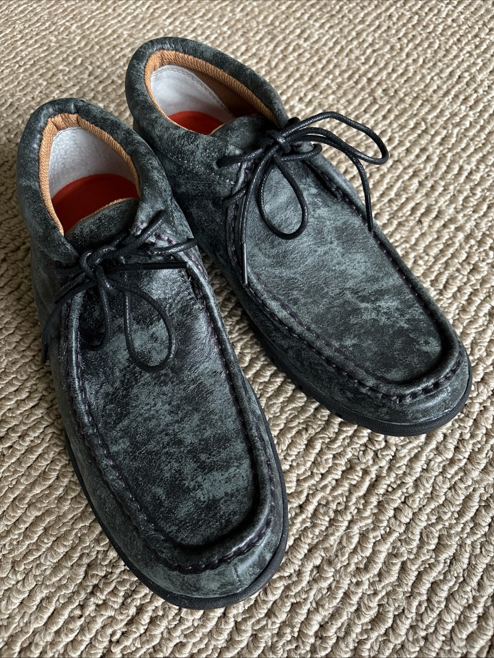 Ferrini Rogue men’s driving moccasins shoes sz 8.5B narrow black/gray leather